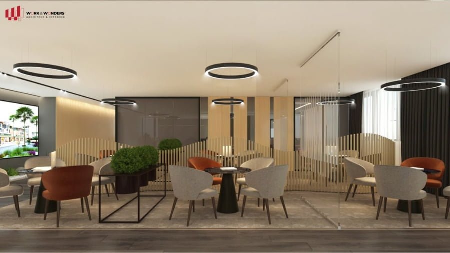 Xu hướng thiết kế nội thất hiện đại 8 Thiết kế sảnh chờ hiện đại (nguồn: Work & Wonders)