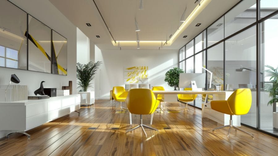 Báo giá thiết kế nội thất văn phòng 11 Ưu tiên sử dụng ánh sáng tự nhiên từ cửa sổ lớn