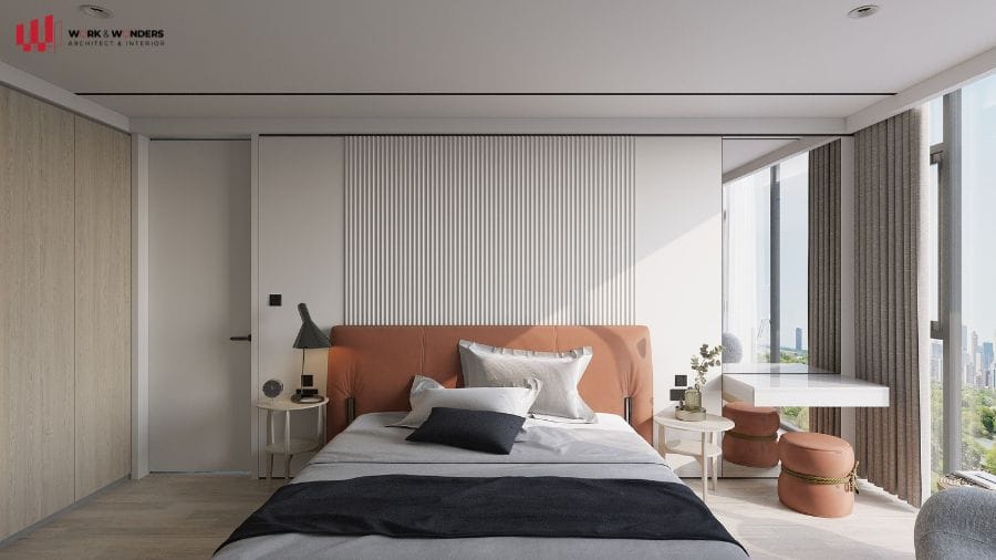 Những mẫu thiết kế thi công nội thất đẹp 2024 37 Màu sắc phòng ngủ được thiết kế đồng bộ với không gian