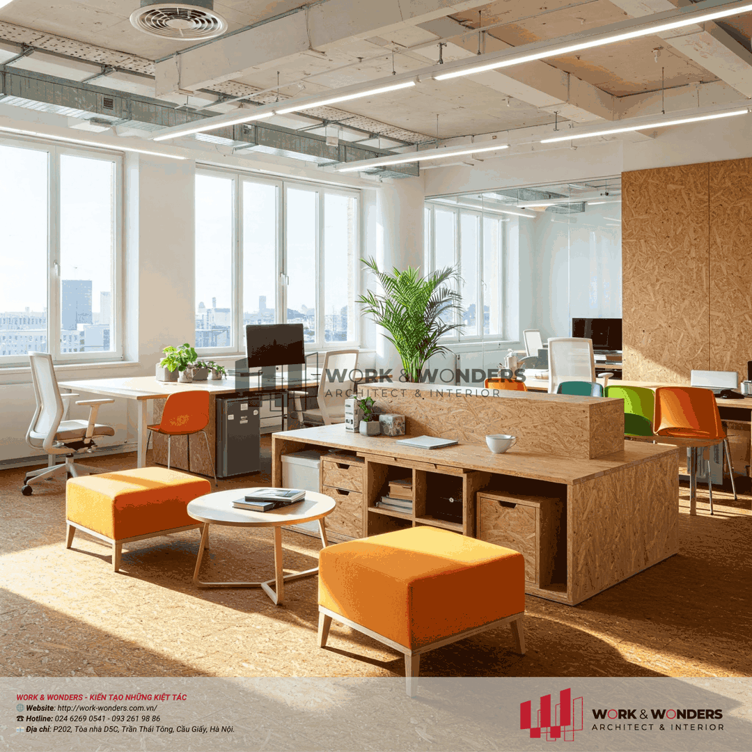 Vật liệu nội thất văn phòng bền vững – Giải pháp thiết kế văn phòng 2025 11 Văn phòng xanh bền vững 1