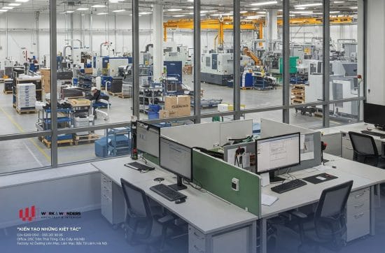 vật liệu nội thất văn phòng nhà máy mới