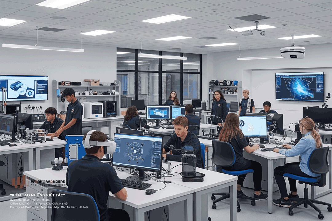 4 lưu ý thiết kế trường học STEAM: “biết nhiều – hiểu sâu” 5 Thiết bị mô phỏng kỹ thuật số trong không gian phòng thí nghiệm sáng tạo