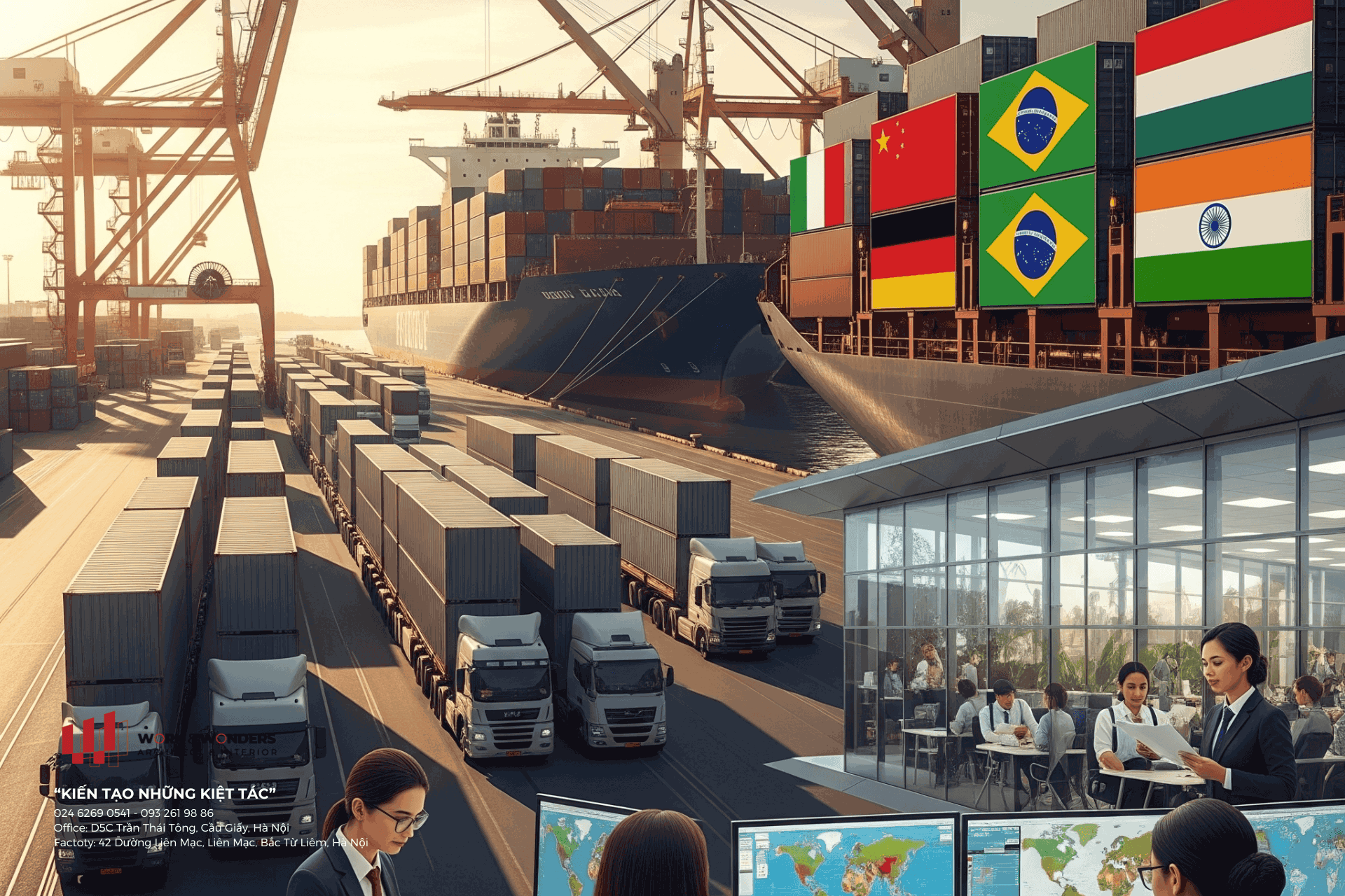 5 bước tổ chức sản xuất nội thất chuẩn tiến độ cho công trình quốc tế 3 Logistics nội thất quốc tế - Vận chuyển đường dài, thông quan nhanh chóng