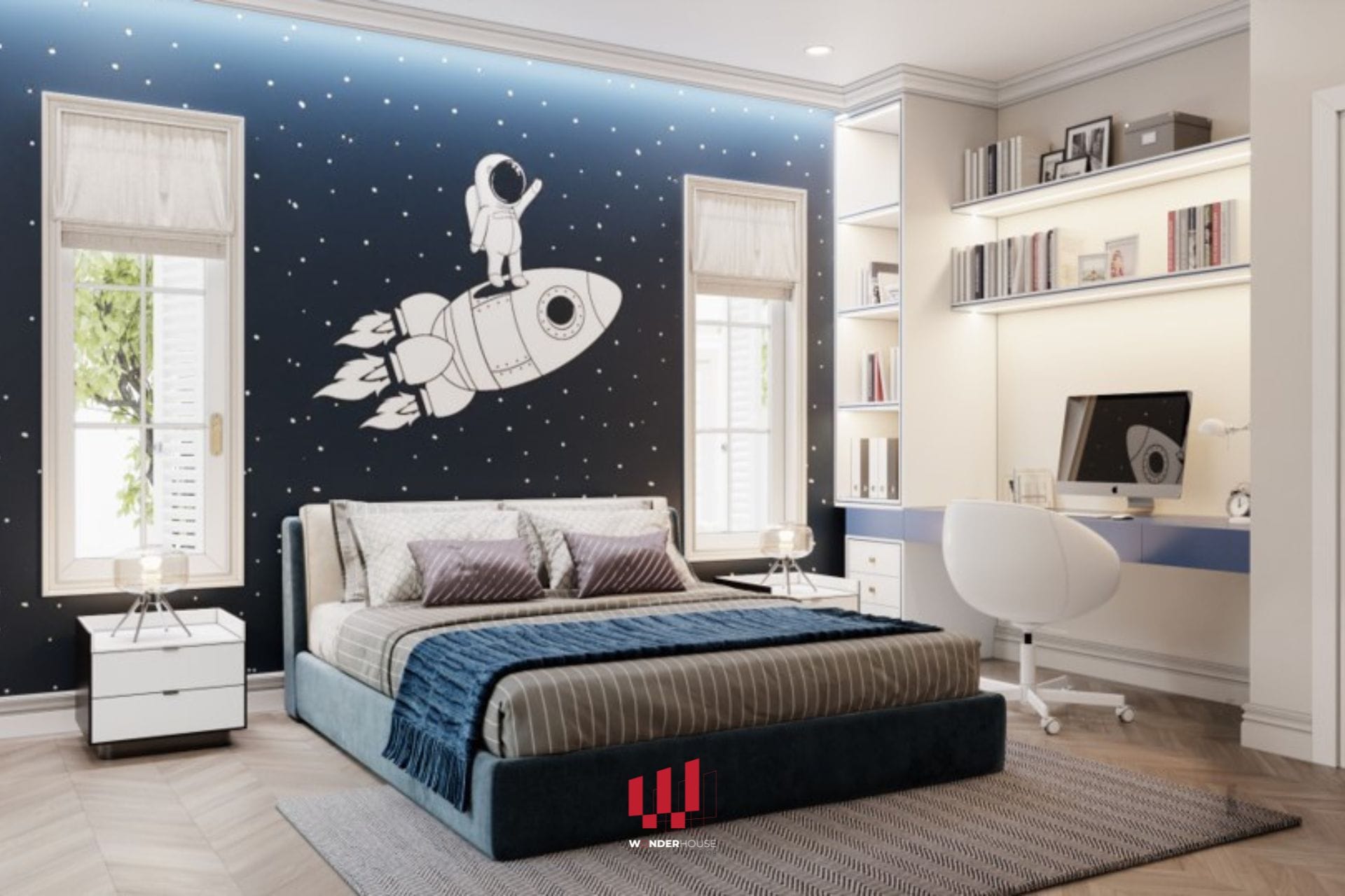 Nội thất biệt thự Vinhome Riverside: phòng ngủ sáng tạo và cá tính