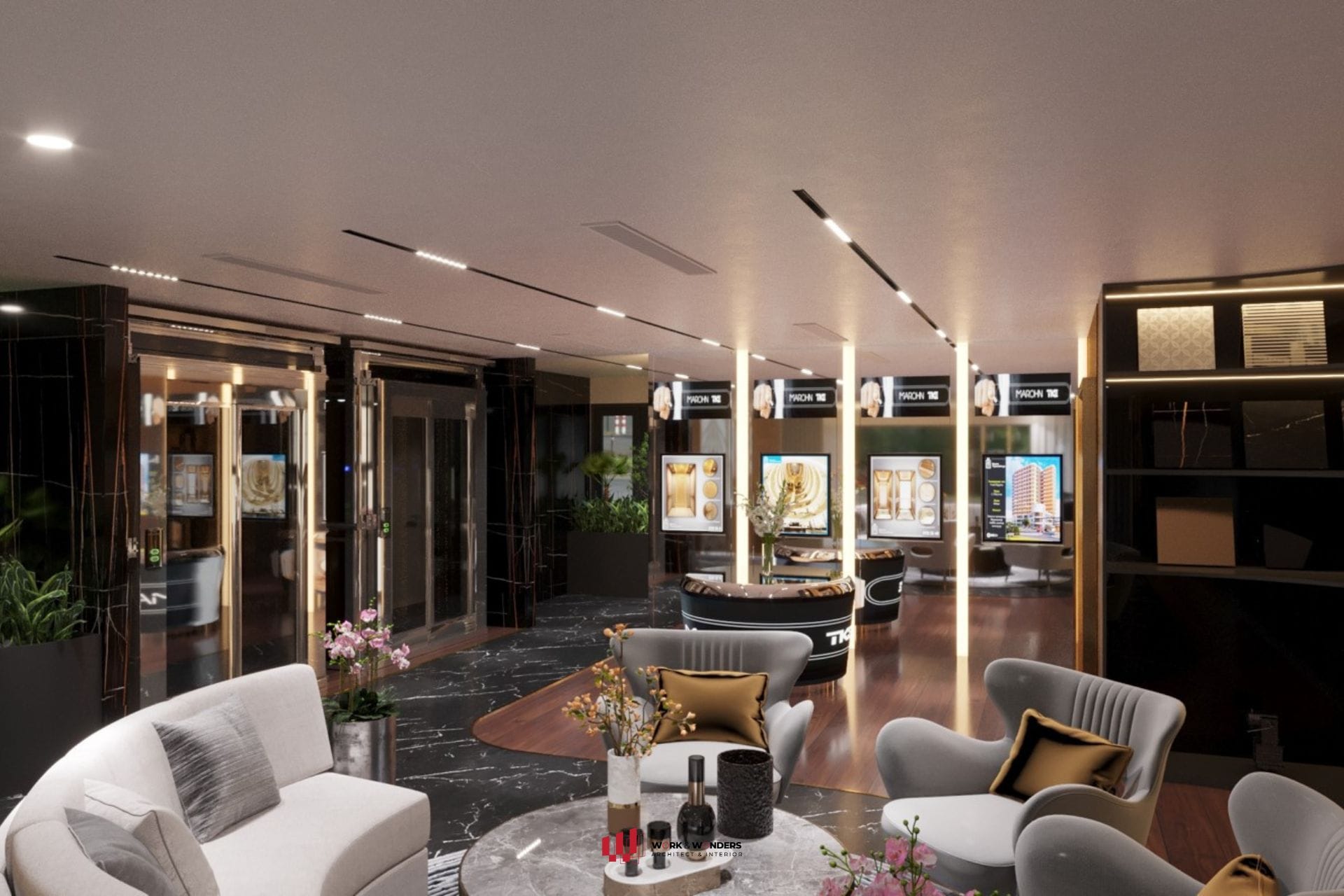Thiết kế Showroom 360°: Nội thất kể câu chuyện thương hiệu 6 Tầng 1 Showroom là khu trưng bày chính, nơi khách hàng có thể "đi - chạm - cảm"