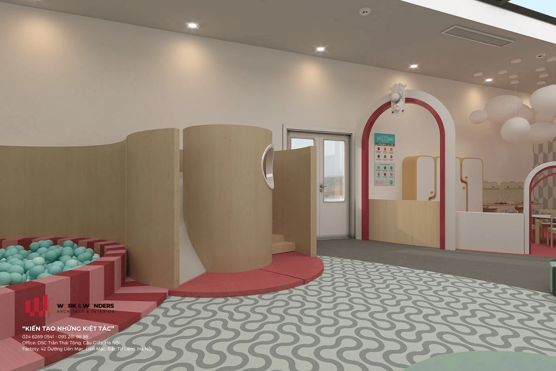 Khu học tập của trường quốc tế đạt chuẩn Green School và LEED, được thi công bằng vật liệu thân thiện môi trường theo mô hình Design & Build trường học quốc tế.