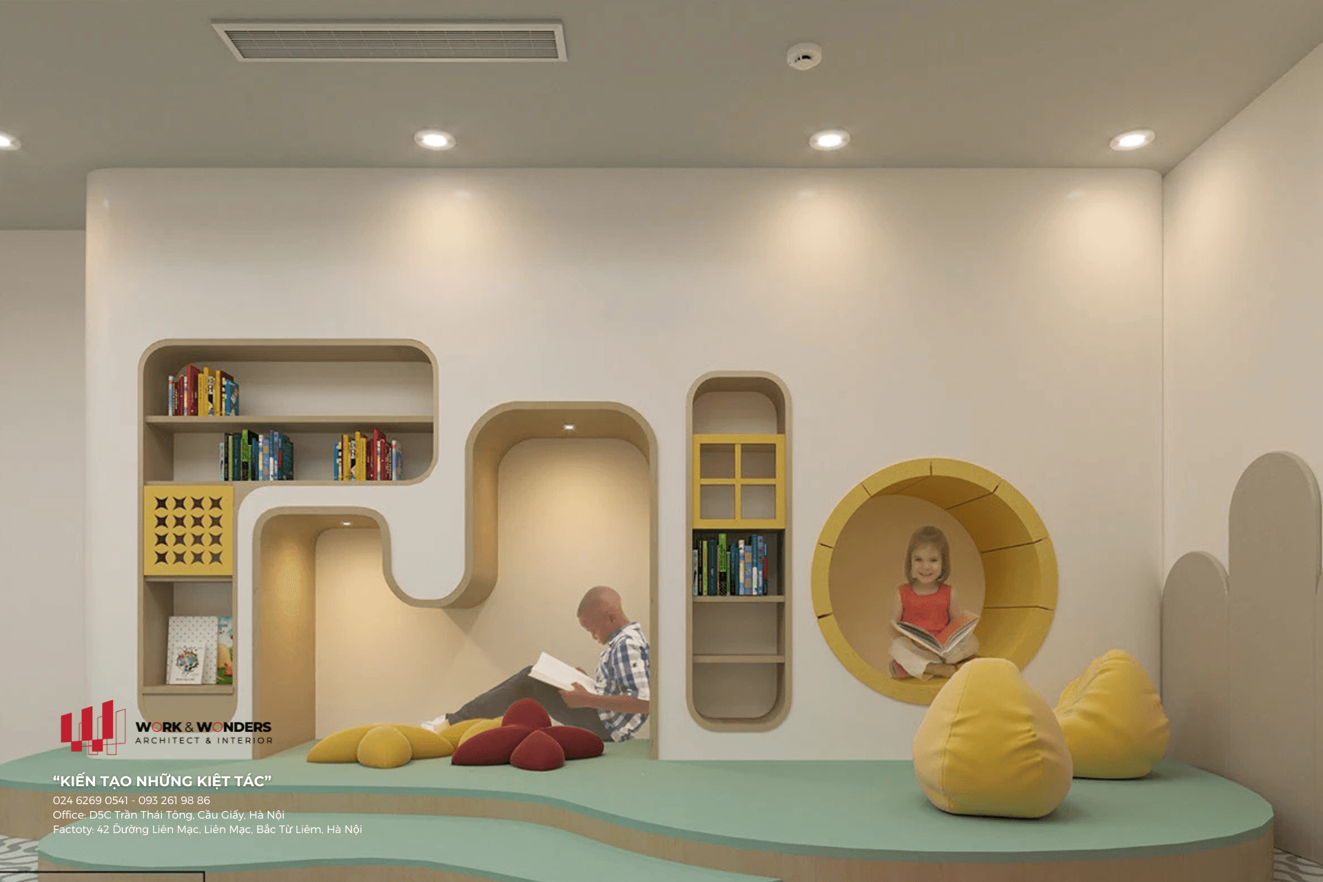 Xưởng sản xuất nội thất trường học đạt chuẩn quốc tế của Work & Wonders – nơi hiện thực hóa bản vẽ thành từng chi tiết nội thất chất lượng cao.
