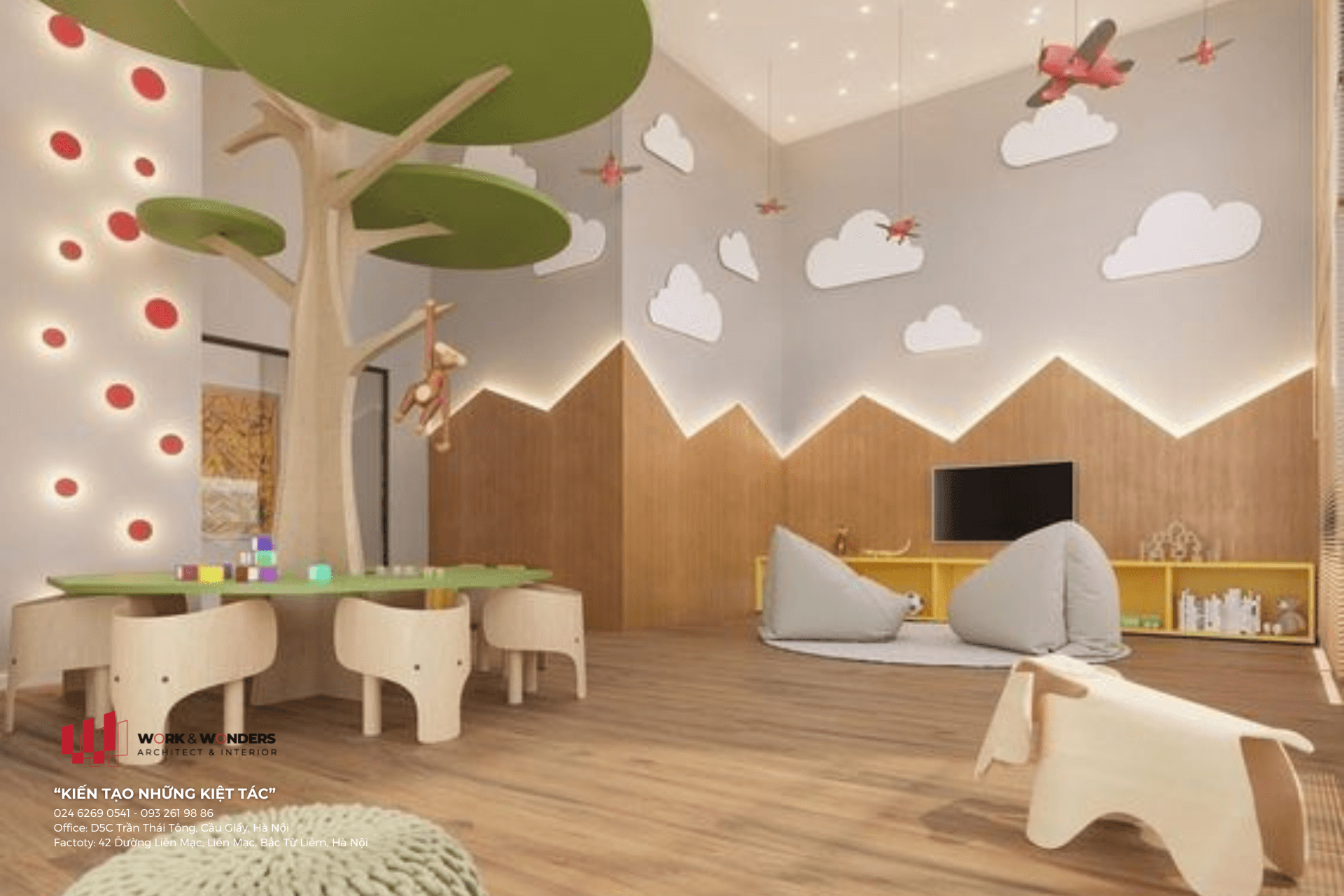 Không gian học STEAM hiện đại được tạo nên từ quy trình Design & Build, với thiết kế linh hoạt, kết nối và truyền cảm hứng sáng tạo cho học sinh.
